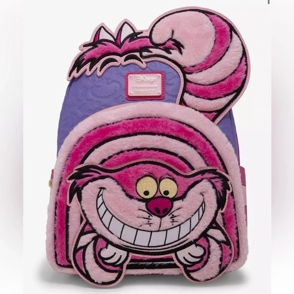 Loungefly Disney Alice in Wonderland Fuzzy Cheshire Cat Mini Backpack